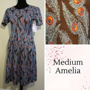 NWT LuLaRoe Medium Amelia Peacock feathers